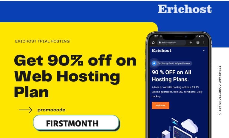 Erichost trial Hosting I 90 % off in Hosting I Best and affordable Hosting Plans.
