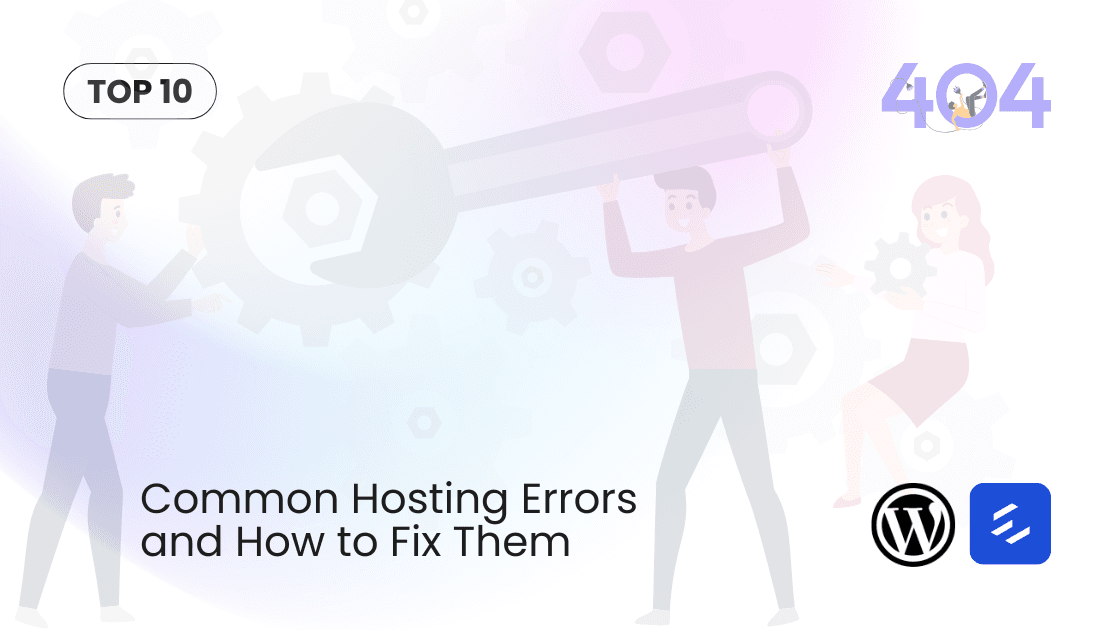Common Hosting Errors and How to Fix Them," alongside WordPress and a Erichost logo